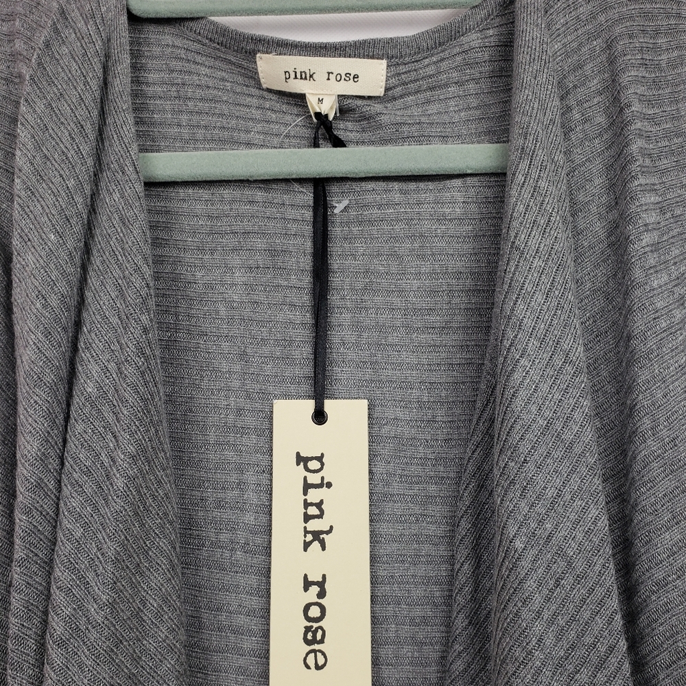 Pink Rose Cardigan Dark Gray sleeveless Sweater - Picture 3 of 7